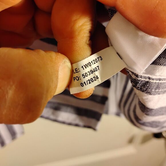 Vineyard Vines shirt mens L Large blue white stripe 100% linen long sleeve - Picture 7 of 8